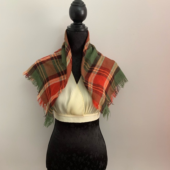Pumpkin Patch Vintage Plaid Wool Scarf - Picture 6 of 7